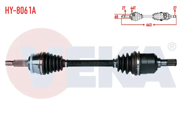 Komple Aks Sol Ön Hyundai i30 (Fd) 1.6 CRDI M-T ABS li 46 Dıs Uzunluk 663mm 2007-2011