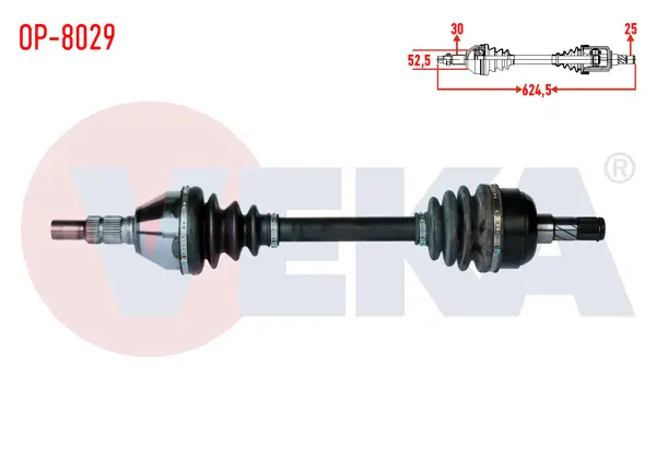 Komple Aks Sol Ön Opel Insignia 1.6 T (A16let) M-T Uzunluk 624,5mm 2008 -