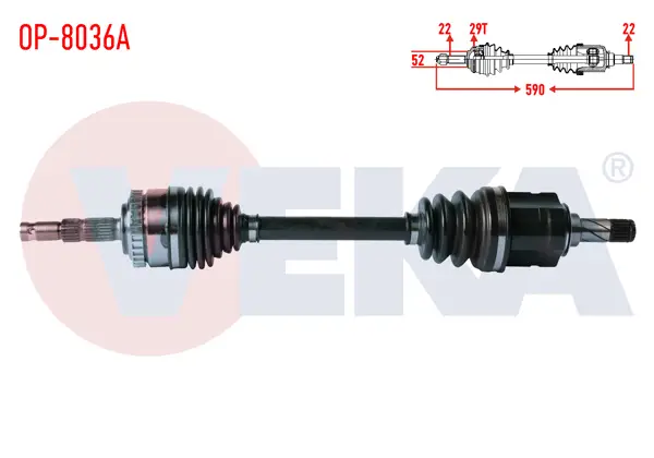Komple Aks Sol Ön Opel Meriva A 1.6 Abslı 29 Dıs Uzunluk 590mm 2003-2010