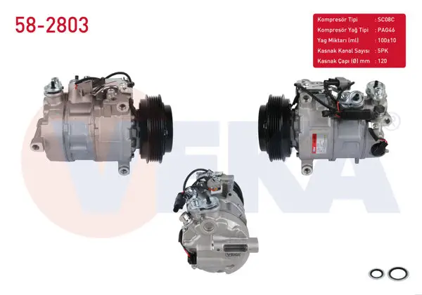 Klima Kompresörü 5Pk 120mm Mercedes A Serisi (W176) A 180-A 180 CDI-A 200-A 200 CDI 12-/ B Serisi (W246) B 160-B 180-B 180 CDI-B 200 11-/ CLA (C117) 180-200 13-/ Gla (X156) Gla 200 13 -