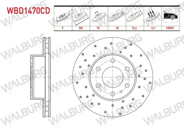 Fren Diski Ön Havalı Kaplamalı Performans Delikli 6 Bjn 300X28x78x76,4 Iveco Daily IV (35S11–35S13-35S15–35S18) 2.3 D 2006-2011