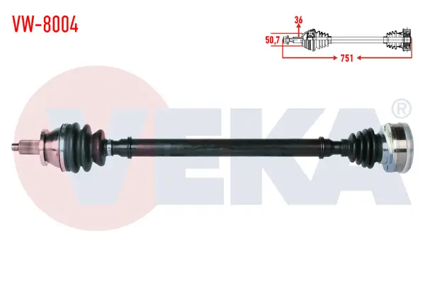Komple Aks Sağ On Volkswagen Polo (9N_) 1.4İ 16V Uzunluk 751mm 2001-2012