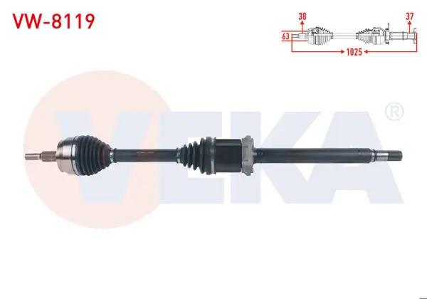 Komple Aks Sağ On Uzunluk 1025mm Volkswagen Transporter VI 2.0 TDI A-T 2015 -
