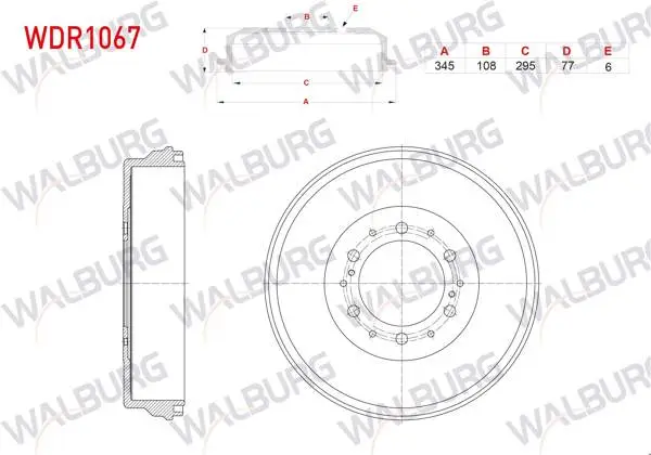 Fren Kampanası Arka 6 Delik 345X108x295x77 Toyota Hilux VI 2.5 D-4D 2001-2005 / Hilux VII 2.5-3.0 D-4D 4Wd 2006-2015 / Hilux VII 2.4 D 2015 -