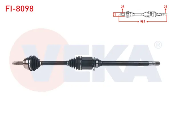 Komple Aks Sağ On Uzunluk 987mm Fiat Egea 1.6 Mjt A-T 2015 -