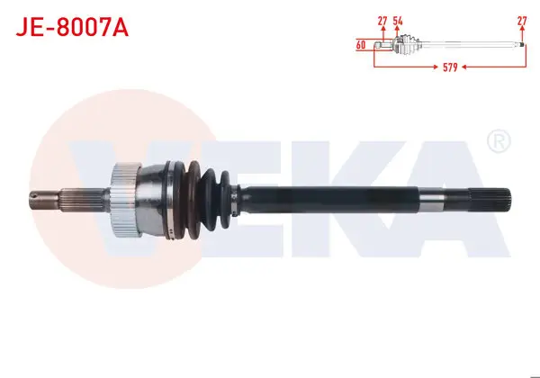 Komple Aks Sol Ön ABS li 54 Dıs Uzunluk 579mm Jeep Cherokee (Xj) 2.5 TD-4.0İ 84-01 / Grand Cherokee I (Zj) 4.0-5.2 91-99 / Wrangler I (Yj,Sj) 2.5-4.0 86-96 / Wrangler II (Tj) 2.5-4.0 96-08