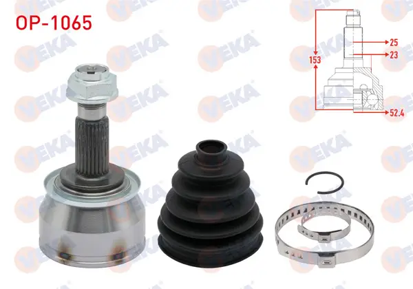 Aks Kafası Sol-Sağ On Dıs 25X23x52,4 Uzunluk 153mm Opel Mokka 1.4-1.6 CDTI 2012-/ Chevrolet Trax 1.4 2012-2014