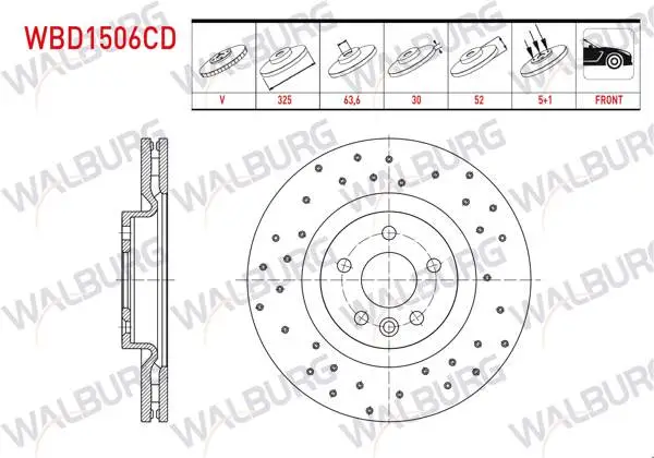 Fren Diski Ön Havalı Kaplamalı Performans Delikli Land Rover Discovery Sport (Lc) 2.0 Td4 5 Bjn 325X30x63,6X52 2014-