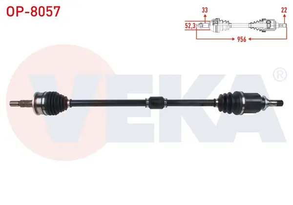 Komple Aks Ön Sağ Uzunluk 956mm Opel Astra K 1.0 T-1.4 M-T 2015-/ Astra K Sw 1.0İ Turbo A-T 2015 -