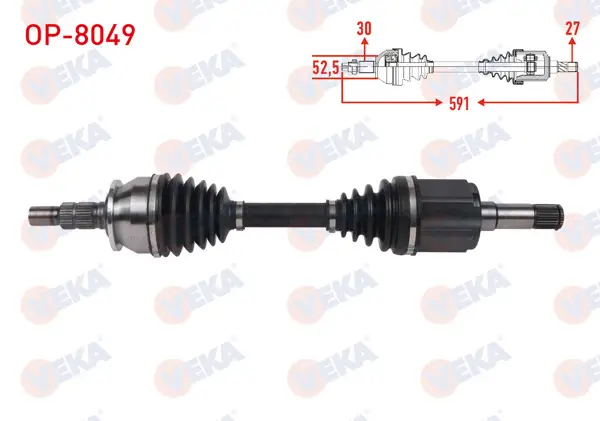 Komple Aks Sol Ön Uzunluk 591mm Opel Astra J 1.6 T A-T 2009-2016