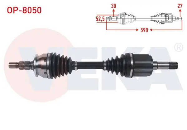 Komple Aks Sağ On Uzunluk 598mm Opel Astra J Hb 1.6 T A-T 2009-2016 / Astra J Sedan 1.6 CDTI 1.6 Sıdı A-T 2009-2016