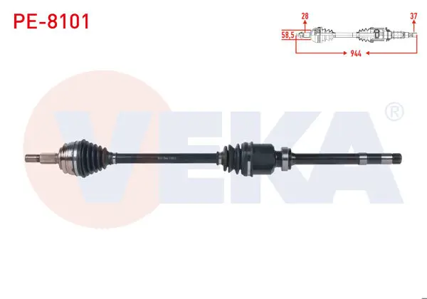 Komple Aks Sağ On Uzunluk 944mm Peugeot 3008 1.5-1.6 Bluehdı M-T 16-/ 5008 II 1.5 HDI-1.6 HDI M-T 14-/ Citroen C4 Pıc. 1.6 HDI M-T 13-/ C5 Aircross 1.5 HDI M-T 19-/ C4 Spacetourer 1.5 HDI M-T 19 -