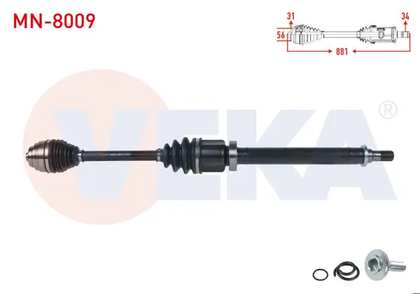 Komple Aks Sağ On Uzunluk 881mm Mini Cooper (F55-F56) 1.5 M-T 6 Vites 2013 -
