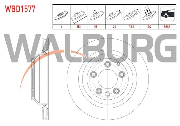 Fren Diski Arka Havalı 5 Bjn 358X28x85x73,5 Porsche Cayenne 3.0 TDI-3.2İ 2002-2010 / Cayenne 3.0 D-3.0 S Hybrıd 2010-/ Audi Q7 3.0 TDI-4.2 FSI 06-15 / VW Touareg 3.0 V6 TDI-4.2 V8 2002-2010