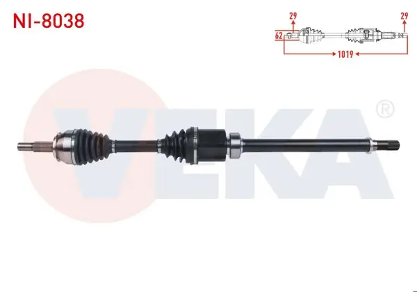 Komple Aks Sağ On Uzunluk 1019mm Nissan Qashqai (J11) 1.6 DCI 4X4 M-T 2014-/ Renault Kadjar 1.6 DCI M-T 2018 -