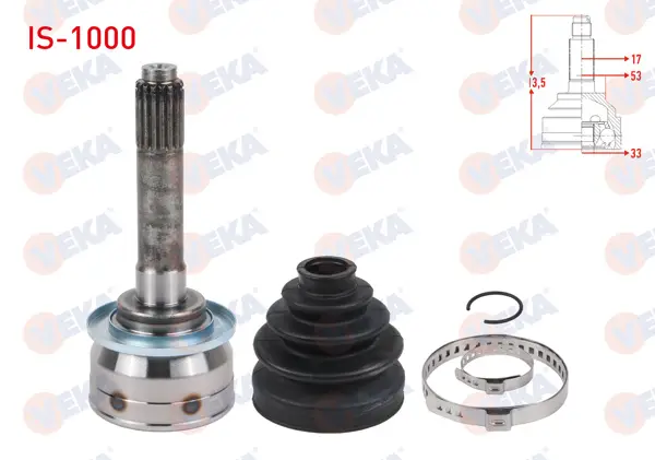 Aks Kafası Sol-Sağ On Dıs 17X33x53 Uzunluk 213,5mm Isuzu D-Max (8Dh) 2.5 D 4X4 2002-2012