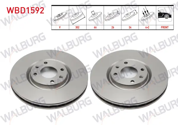 Fren Diski Ön Havalı 4 Bjn 302X26x66x34 C4-Ds4-Ds5 1.6 Thp 2011-/ Opel Corsa F 1.2-1.5 D 2019-/ Peugeot 208 1.2-1.4 HDI 2012-/ 2008 1.5 Bluehdı 2018-/ 308 II 1.6 Thp 2014-