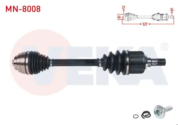 Komple Aks Sol Ön Uzunluk 527mm Mini Cooper (F55-F56) 1.5 M-T 6 Vites 2013 -