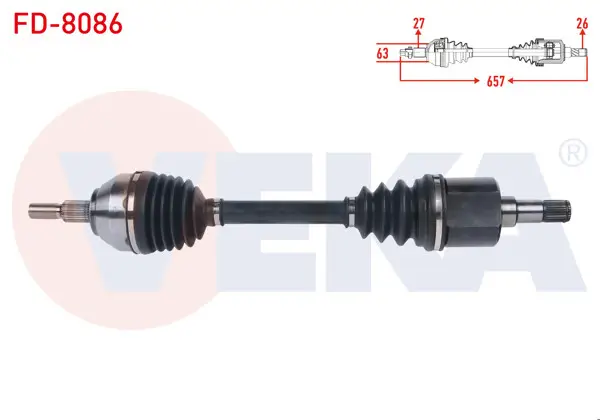 Komple Aks Sol Ön Uzunluk 657mm Ford Kuga I 2.0 TDCI A-T / M-T 4X4 2008-2013