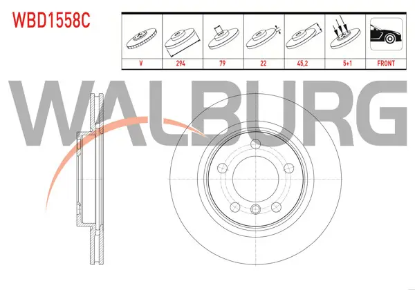 Fren Diski Ön Havalı Kaplamalı 5 Bjn 294X22x79x45,2 Mini Cooper Countryman (R60) 1.6-1.6 D-1.6 S 2010-2014