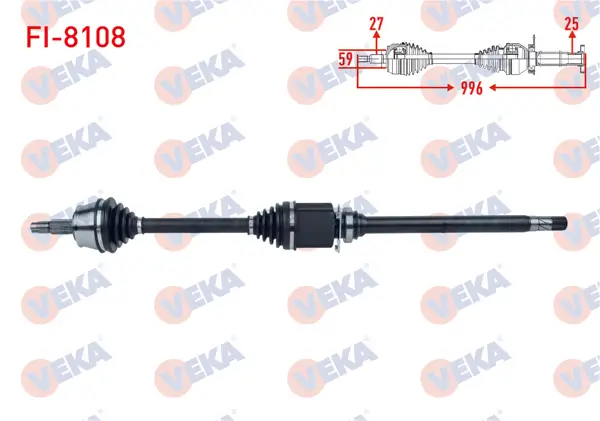 Komple Aks Sağ On Uzunluk 996mm Fiat 500X 1.6 Mjt M-T 2014-/ Jeep Renegade 1.6 Crd M-T 2014 -