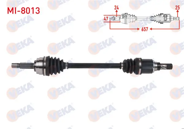 Komple Aks Sol Ön Uzunluk 657mm Mitsubishi Attrage 1.2 2013-/ Space Star 1.2 2012 -