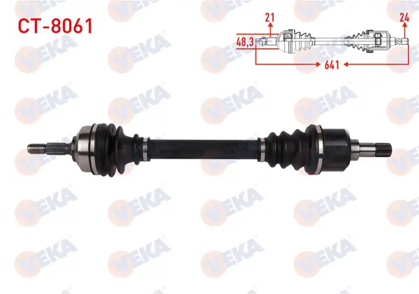 Komple Aks Sol Ön Uzunluk 641mm Citroen C3 III 1.6 Blue HDI 2018-/ C4 Cactus 1.2 Thp-1.6 Blue HDI 2014-/ Peugeot 208 1.2 VTI M-T 2012 -