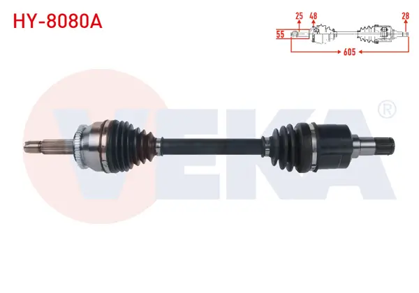 Komple Aks Sol Ön ABS li 48 Dıs Uzunluk 605mm Hyundai Accent Blue 1.6 CRDI 7 İleri A-T 2012 -