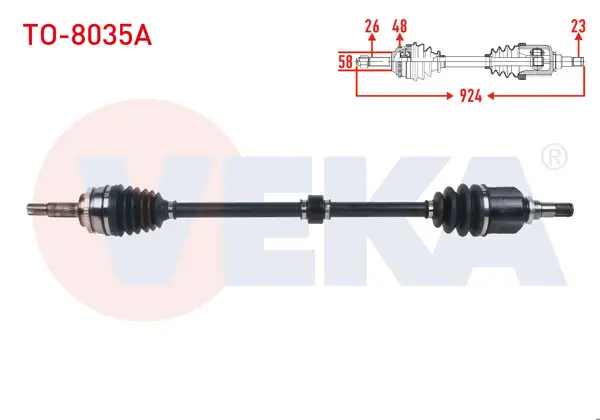 Komple Aks Sağ On Uzunluk 924mm ABS li 48 Dıs Toyota Avensis 1.6 Vvt-I 2000-2008