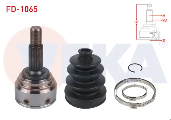 Aks Kafası Sol-Sağ On Dıs 25X24x53,4 Uznluk 147mm Ford Fiesta VII 1.5 TDCI 2017 -