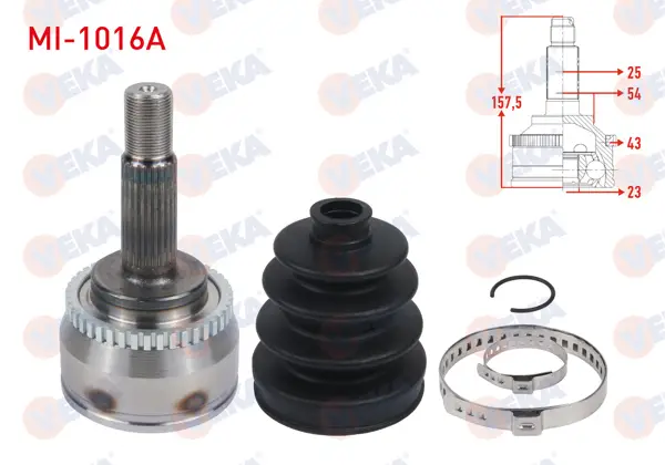 Aks Kafası Sol-Sağ On Dıs ABS li 43 Dıs 25X23x54 Uzunluk 157,5mm Mitsubishi Carisma (Da) 1.6İ-1.8 GDI 1995-2006