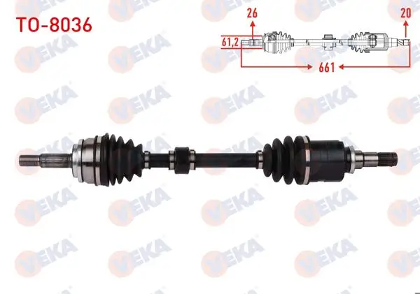 Komple Aks Sol Ön Uzunluk 661mm Toyota Corolla 2019 -