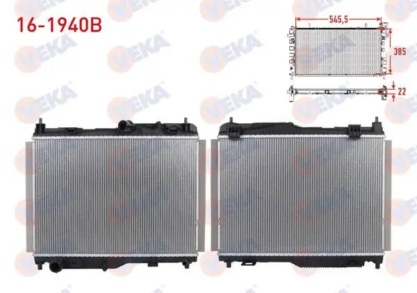 Su Radyatörü Brazing (5.5mm Fin) Ford Ecosport 1.0 Ecoboost A-T 2018-/ Fiesta VII 1.1 Ti-Vct A-T 2017-/ Fiesta VII 1.5 TDCI A-T 2017 -