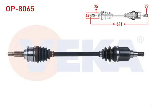 Komple Aks Sol Ön Uzunluk 641mm Opel Agila B 1.2 M-T 2007-/ Suzuki Splash 1.2 M-T 2008 -