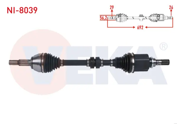 Komple Aks Sol Ön Uzunluk 692mm Nissan Juke (F15) 1.6 M-T 2010 -