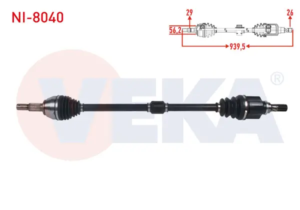 Komple Aks Sağ On Uzunluk 938,5mm Nissan Juke (F15) 1.6 M-T 2010 -