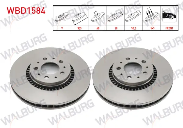 Fren Diski Ön Havalı 5 Bjn 305X28x68x50,2 Volvo S60 I 2.0 T-2.4 D5-2.4 T5 00-10 / S80 I 2.0 T-2.4-2.4 D5 98-06 / V70 I-II 2.0-2.3 T5-2.4 T-2.4 D5 97-07 / Xc70 I 2.4 D5-2.5 T 97-07