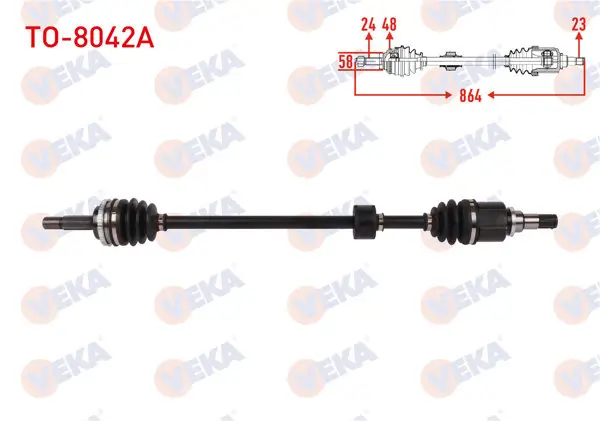 Komple Aks Sağ On ABS li 48 Dıs Uzunluk 864mm Toyota Yaris 1.0-1.4 D-4D 2003-2005 / Yaris Verso 1.3 1999-2005