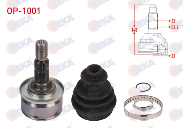 Aks Kafası Sol-Sağ On Dıs Uzunluk 148mm Opel Astra K 1.0 T-1.4 M-T 2015-/ Astra K Sw 1.0İ Turbo A-T 2015 -