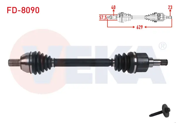 Komple Aks Sol Ön Uzunluk 629mm Ford Mondeo IV 1.6 M-T 2007-2014