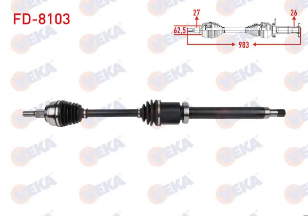 Komple Aks Sağ On Uzunluk 983mm Ford Transit Connect 1.5 TDCI 6Mt 2013-/ Tourneo Connect 1.5 TDCI 6Mt 2013 -