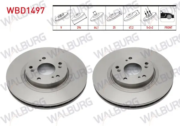 Fren Diski Ön Havalı 5 Bjn 296X25x64,1X47,2 Honda Accord VIII (Cu) 2.0 I-Vtec 2008-2015