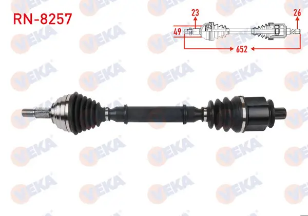 Komple Aks Sol Ön Uzunluk 652mm Renault Clio III 1.6 2005-2014 / Dacia Logan 1.6 2006 -