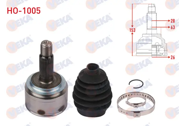 Aks Kafası Sol-Sağ On Dıs Uzunluk 153mm Honda Civic X (Fc) 1.5 Vtec 6 M-T 2017 -