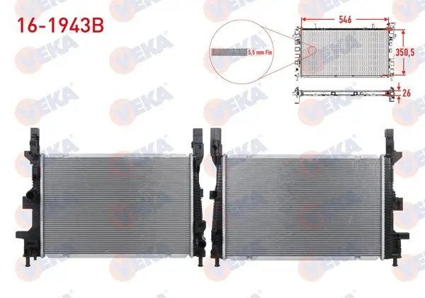 Su Radyatörü Brazing (5.5mm Fin) Ford Focus III 1.5 TDCI 2011-2015 / Transit Connect 1.5 TDCI 2013-/ C-Max II 1.5 TDCI 2010 -