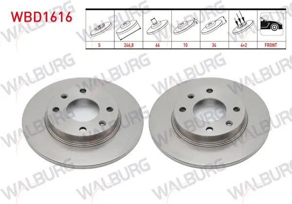 Fren Diski Ön Düz 4 Bjn 246,8X10x66x34 Citroen Saxo / Zx / C15 / Peugeot 306 / 106 / 205 / 309 / 405