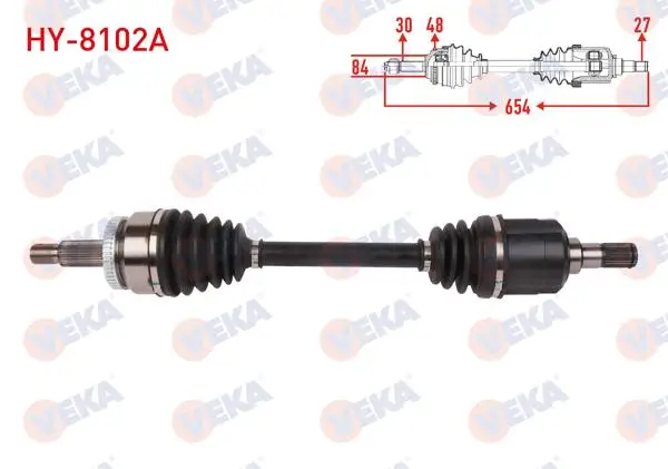Komple Aks Sol Ön ABS li 48 Dıs Uzunluk 654mm Hyundai Tucson (Tle) 1.6 T-GDI 2015-2020