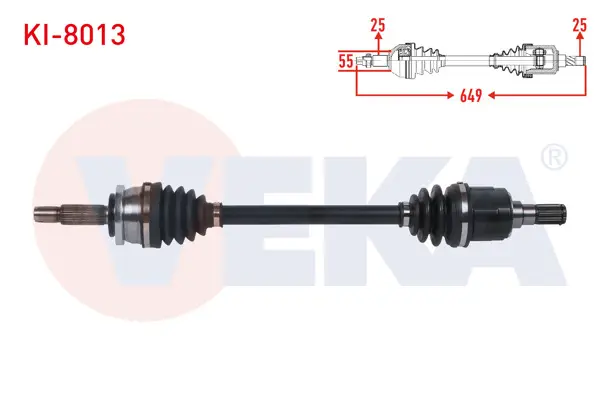 Komple Aks Sol Ön Uzunluk 649mm Kia Picanto (Ja) 1.0 M-T 2018 -