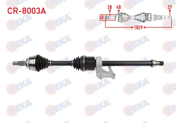 Komple Aks Sağ On ABS li 48 Dıs Uzunluk 1029mm Chery Tıggo 8 Pro 1.6 T-GDI