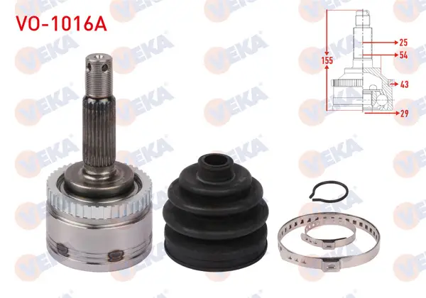 Aks Kafası Sol Ön Dıs ABS li 43 Dıs Uzunluk 155mm Volvo S40 I 1999-2003 / V40 I 1999-2004